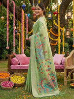 Thumbnail for Shree Shyam Fashion Light Green Linen Cotton Saree - Distacart