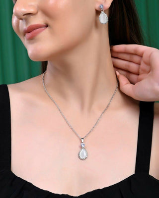 VOJ Silver Plated White Stone With AD Stone Studded Chain Set - Distacart
