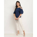 Thumbnail for Aastha Fashion Women's Navy Blue Polyester Solid Casual Top - Distacart