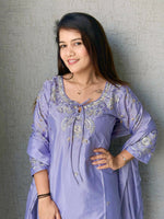 Thumbnail for Anaita Lavender Crape Readymade Kurti Set with Beads Sequence Work - Distacart