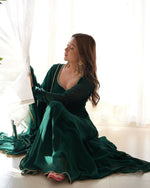 Thumbnail for Preksha Creation Indian Special Georgette Women Green Gown With Dupatta - Distacart