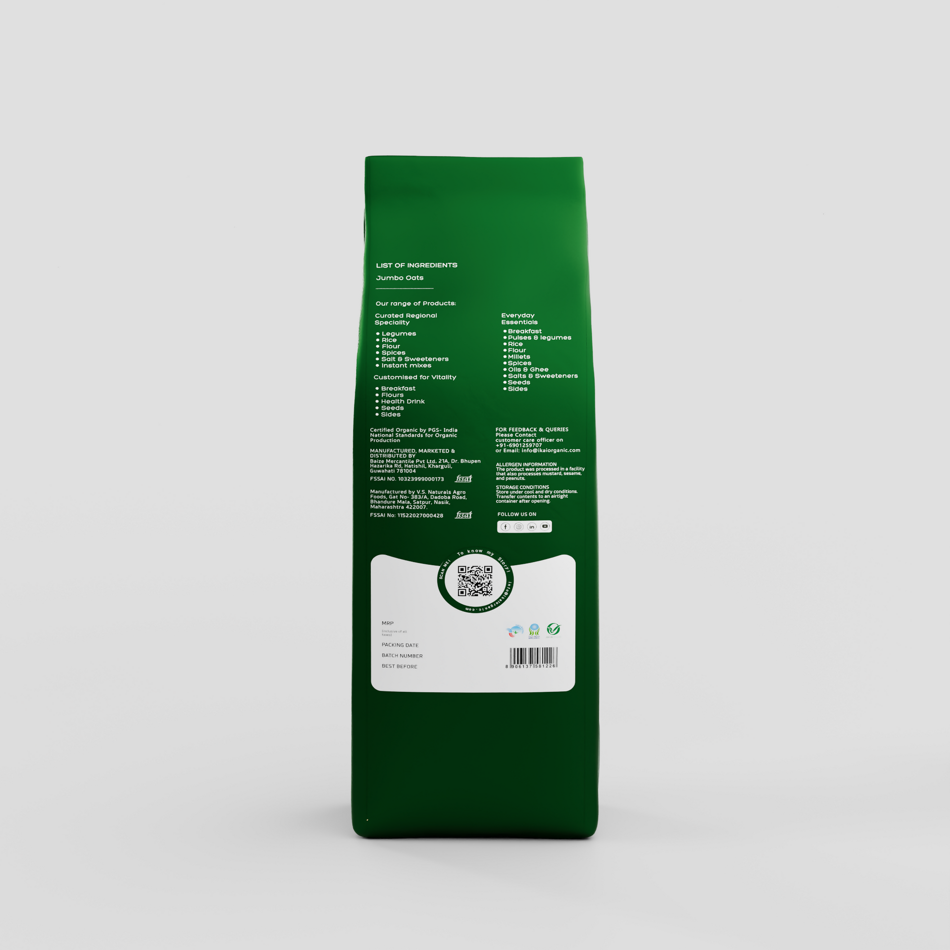 3 - Organic Jumbo Oats - 500 gm