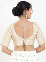 Thumbnail for Joban Fashion Off White Silk Padded Blouse With Sweetheart Neck Elbow Sleeves - Distacart
