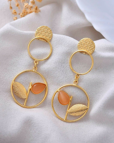 VOJ One Gram Gold Plated Round Shaped Drop Earrings - Distacart