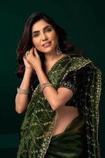 Thumbnail for Joban Fashion Green Net Party Wear Sarees - Distacart