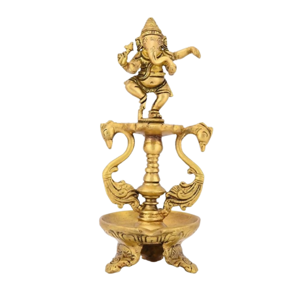 CraftVatika Brass Ganesha Diya Oil Lamp Statue - Dista