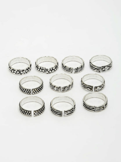 NVR Women's Set of 5 Silver-Plated German Silver Toe Ring - Distacart