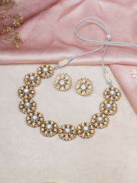 Thumbnail for Kundan Choker with Studs Jewellery Set (silver) - Ruby Raang - Distacart