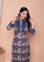 Thumbnail for Miravan Womens Cotton Floral Printed Shirt-Collar Straight Kurta And Palazzo Set - Distacart