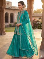 Thumbnail for Teeya Creation Womens New Trendy Silk With Heavy Embroiedery With Sequence Work Kurta Set - Dista