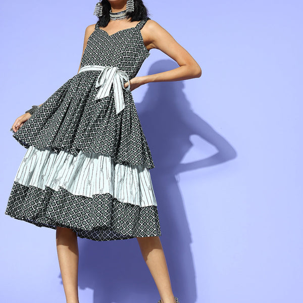 Yufta Black Ethnic Motifs Indie Gal Dress - Distacart