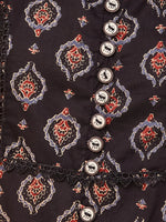 Thumbnail for Yufta Black Ethnic Motifs Round Neck Straight Kurta