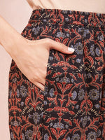 Thumbnail for Yufta Black Ethnic Motifs Straight Kurta Trouser Set