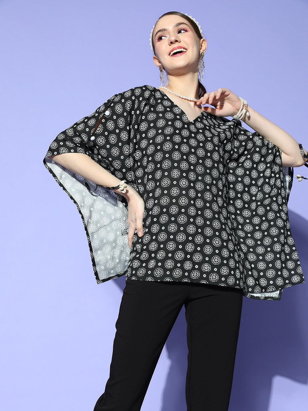 Yufta Black Kaftan Top - Distacart
