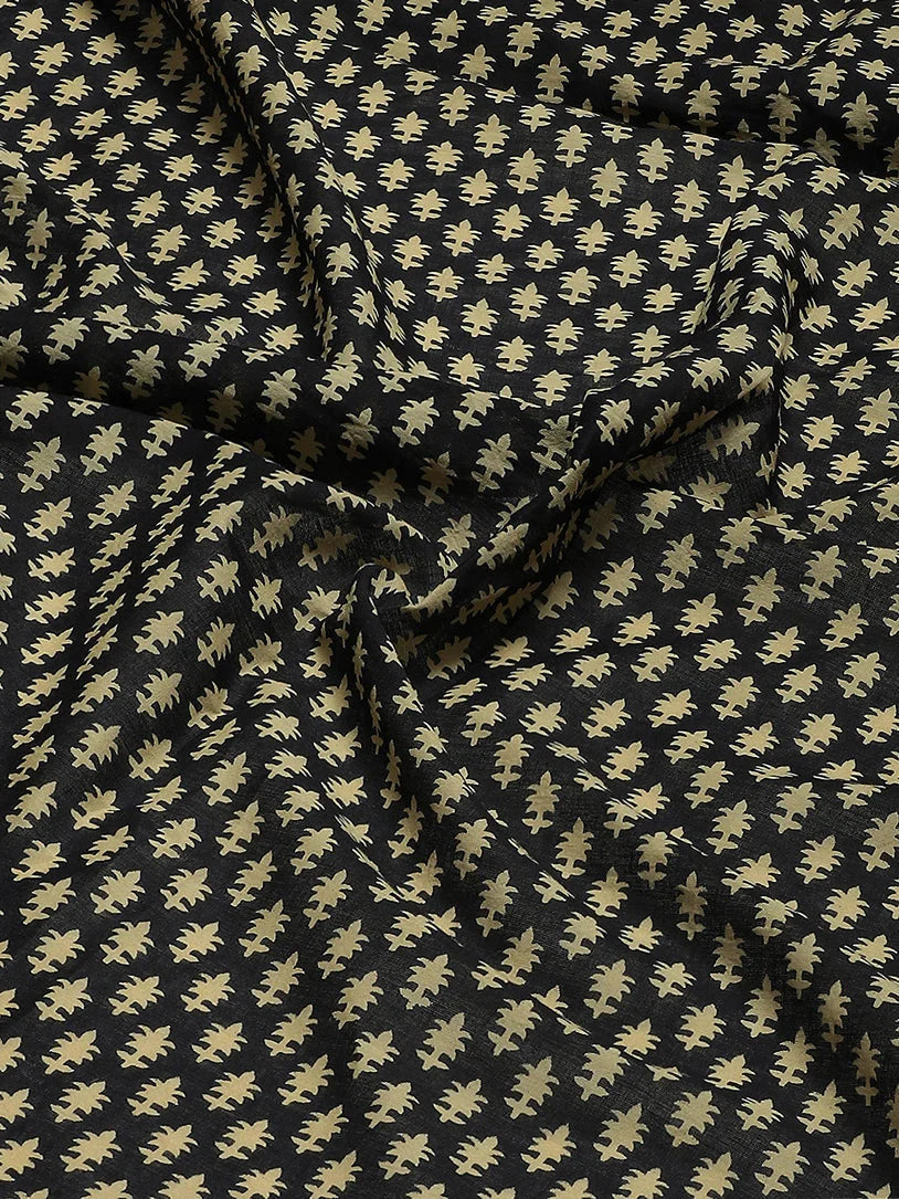 Yufta Black Printed Saree - Distacart