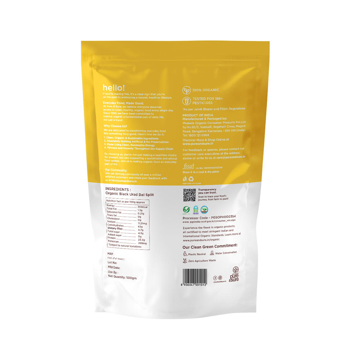 Pure & Sure Organic Black Urad Dal Split - Distacart