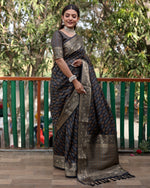 Thumbnail for Lorenvalley Premium Bandhej Patola Silk Sarees with kanchi Borders and Contrast Zari Weaving borders Saree - Black - Distacart