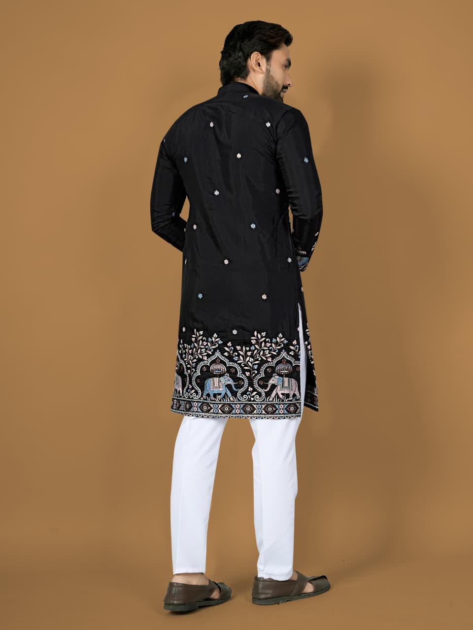 Anaita Black Embroidery Silk Straight Kurta - Distacart