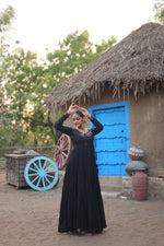 Thumbnail for Lorenvalley Black Rayon Fabric With Real Mirror Work Gown - Distacart