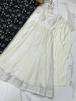 Thumbnail for Lorenvalley Fashion White Vichitra Silk Fabric Fully Flared Anarkali Pant With Dupatta Set