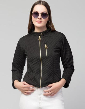 PAVONINE Black Color Burfi-Design Zipper Jacket For Girls - Distacart