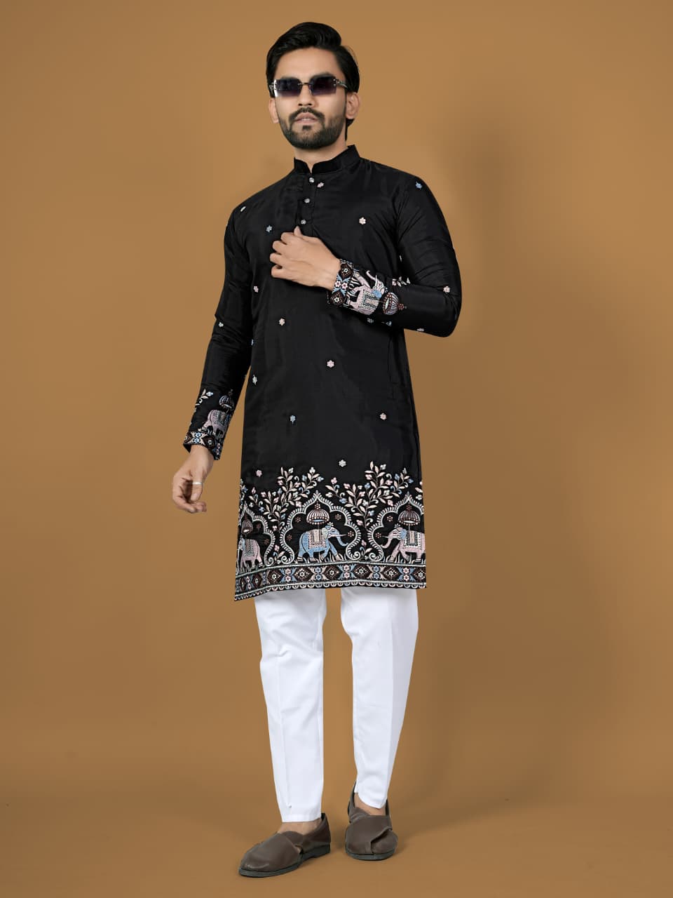 Anaita Black Embroidery Silk Straight Kurta - Distacart