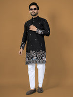 Thumbnail for Anaita Black Embroidery Silk Straight Kurta - Distacart