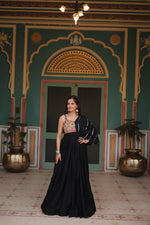 Thumbnail for Lorenvalley Black Rayon Fabric with Designer Lace Gown - Distacart