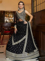 Thumbnail for Lehenga Mart Designer Wedding Lehenga Choli For Women - Black - Distacart
