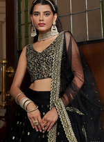 Thumbnail for Lehenga Mart Designer Wedding Lehenga Choli For Women - Black - Distacart