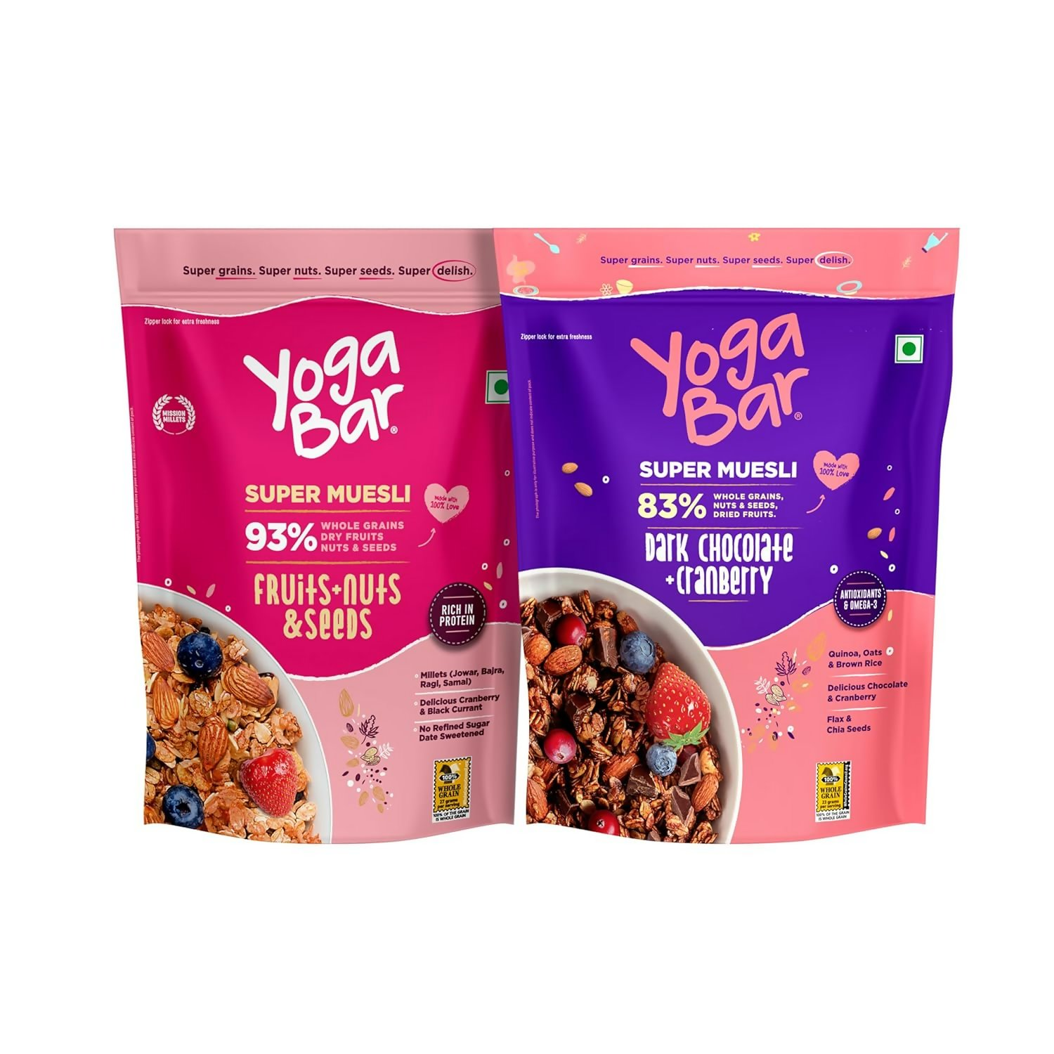 Yoga Bar Wholegrain Breakfast Muesli - Fruits, Nuts + Seeds + Dark Chocolate