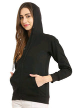 Thumbnail for PAVONINE Black Color Casual Winter Wear Hoodie Sweatshirt For Girls - Distacart