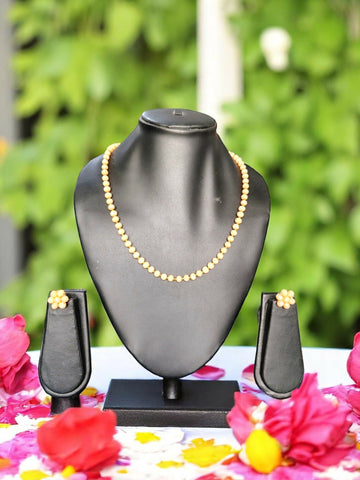 Inhanns Crystal Bloom – Single Line Necklace + Studs - Peach - Distacart