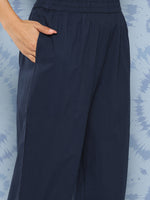 Thumbnail for Yufta Blue Ajrak Printed Kurta Set - Distacart