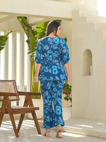 Thumbnail for Yufta Blue Cotton Ethnic Motifs Print Co-Ord Set