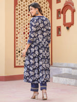 Thumbnail for Yufta Blue Embroidered shrug Crop top co ord set