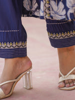 Thumbnail for Yufta Blue Embroidered shrug Crop top co ord set