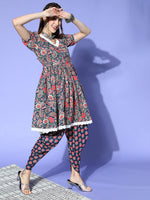 Thumbnail for Yufta Blue Ethnic Kurta with Dhoti - Distacart