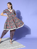 Thumbnail for Yufta Blue Ethnic Kurta with Dhoti - Distacart