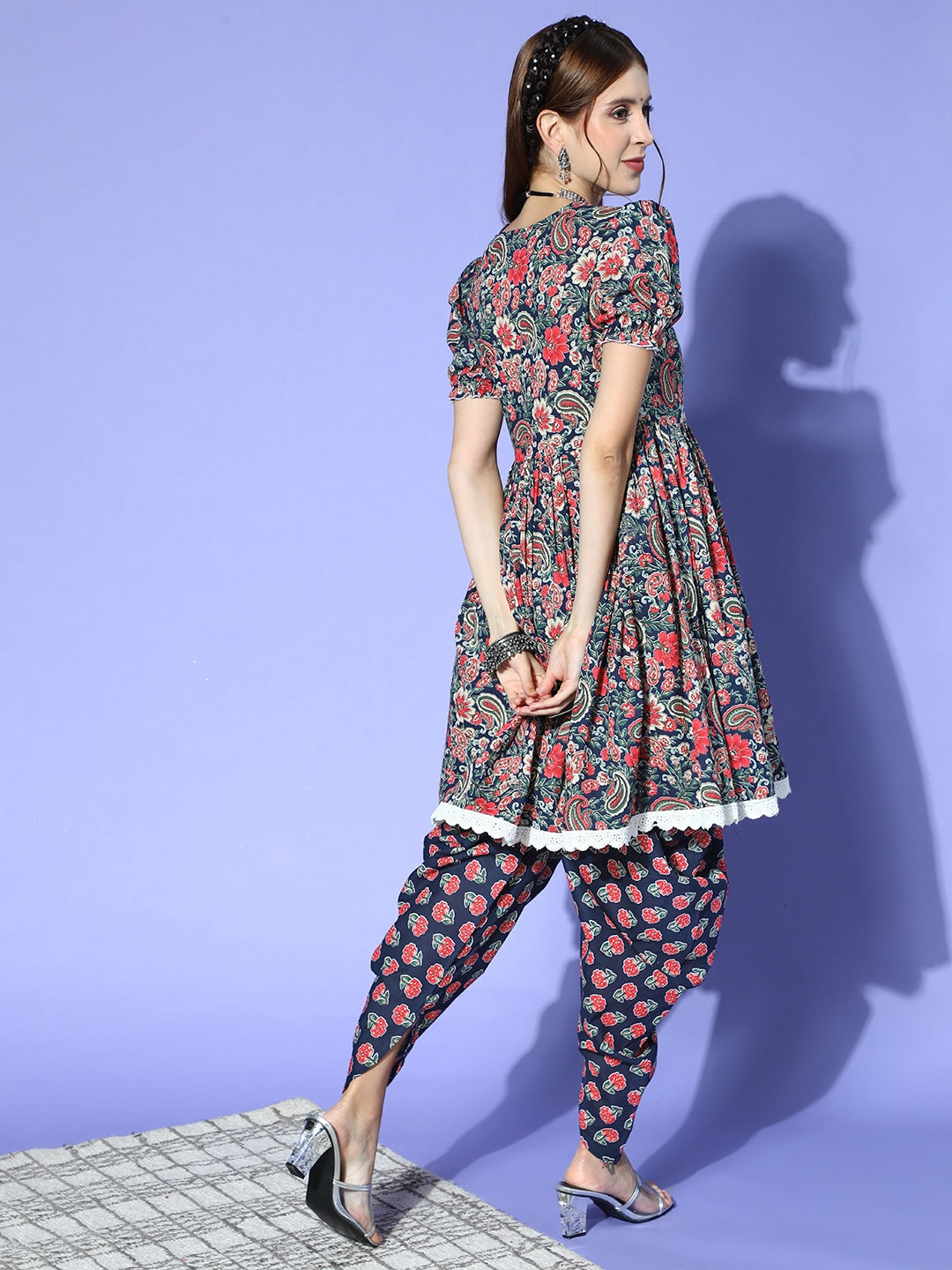Yufta Blue Ethnic Kurta with Dhoti - Distacart