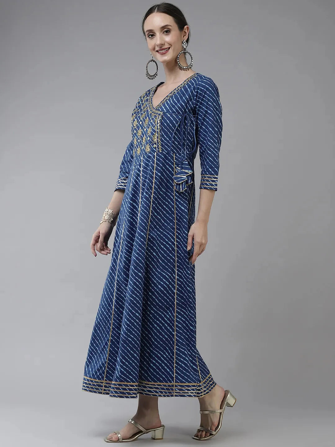 Yufta Blue Ethnic Motifs Maxi Dress