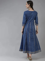 Thumbnail for Yufta Blue Ethnic Motifs Maxi Dress