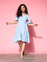 Thumbnail for Yufta Blue Floral Tiered Dress - Distacart