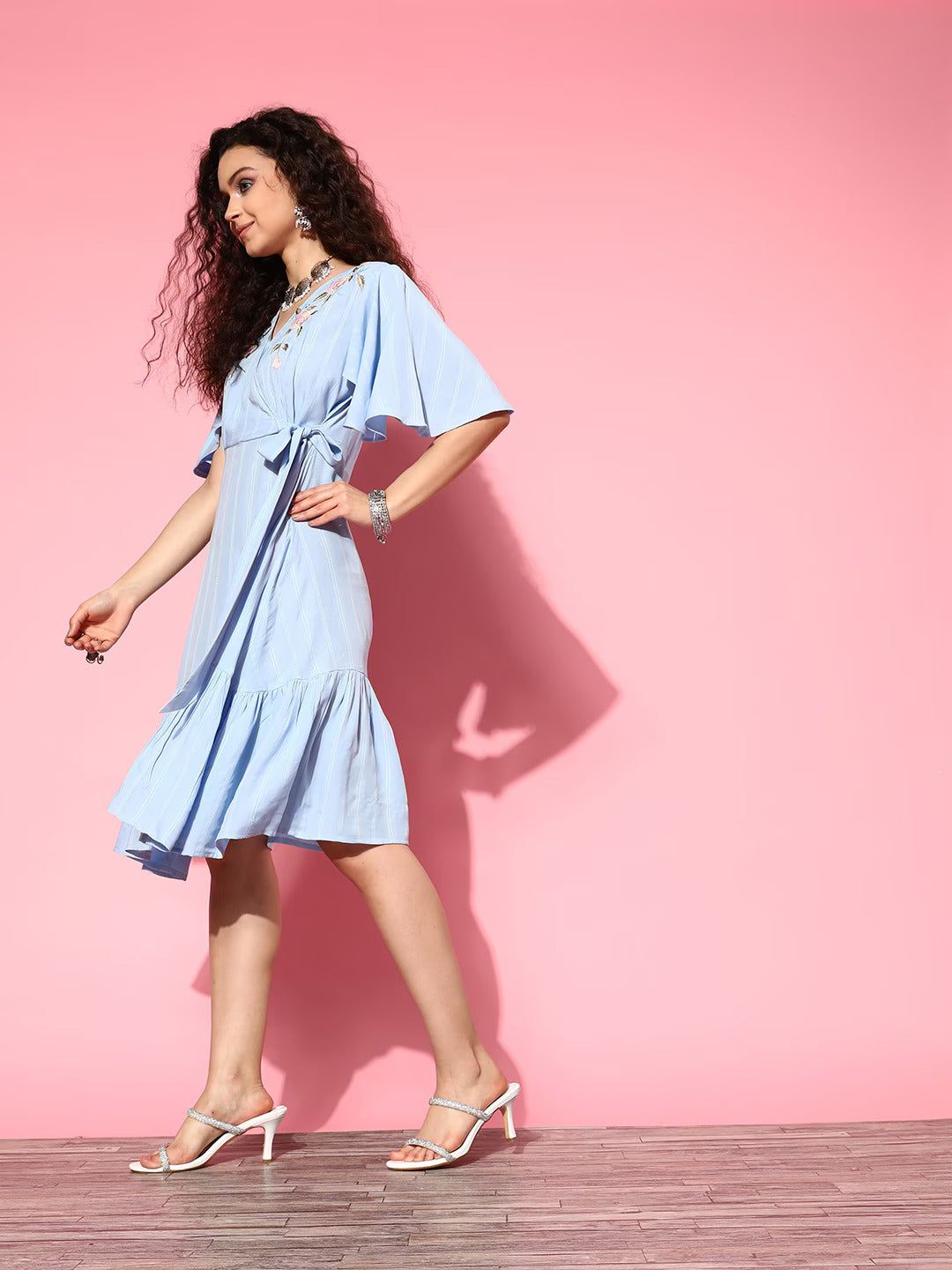 Yufta Blue Floral Tiered Dress - Distacart