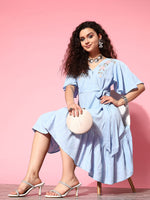 Thumbnail for Yufta Blue Floral Tiered Dress - Distacart