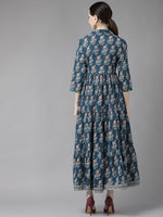 Thumbnail for Yufta Blue Print Cotton Maxi Dress - Distacart