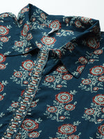 Thumbnail for Yufta Blue Print Cotton Maxi Dress - Distacart