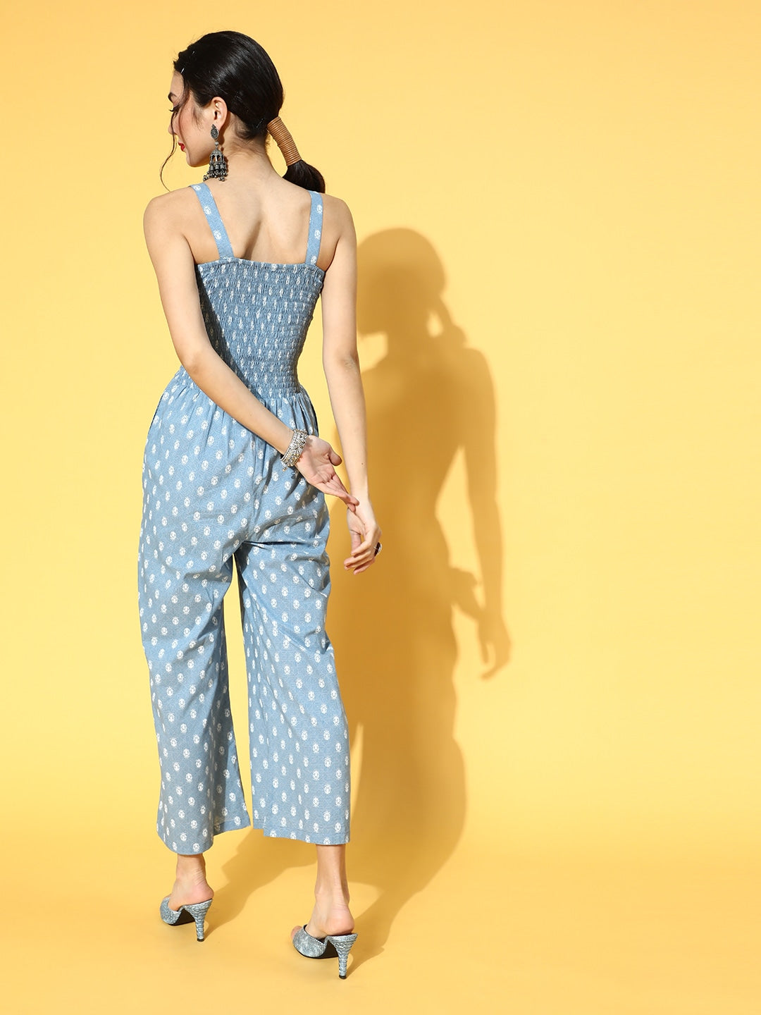 Yufta Blue Printed Jumpsuit - Distacart