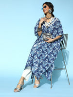Thumbnail for Yufta Blue Printed Kaftan Kurta - Distacart