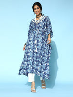 Thumbnail for Yufta Blue Printed Kaftan Kurta - Distacart